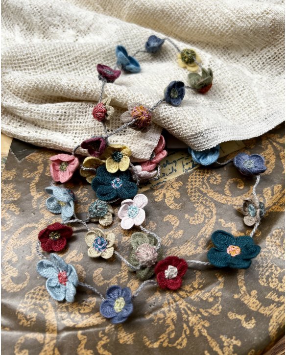 Sophie Digard | Dainty Flower Chain Necklace | Crochet Linen 